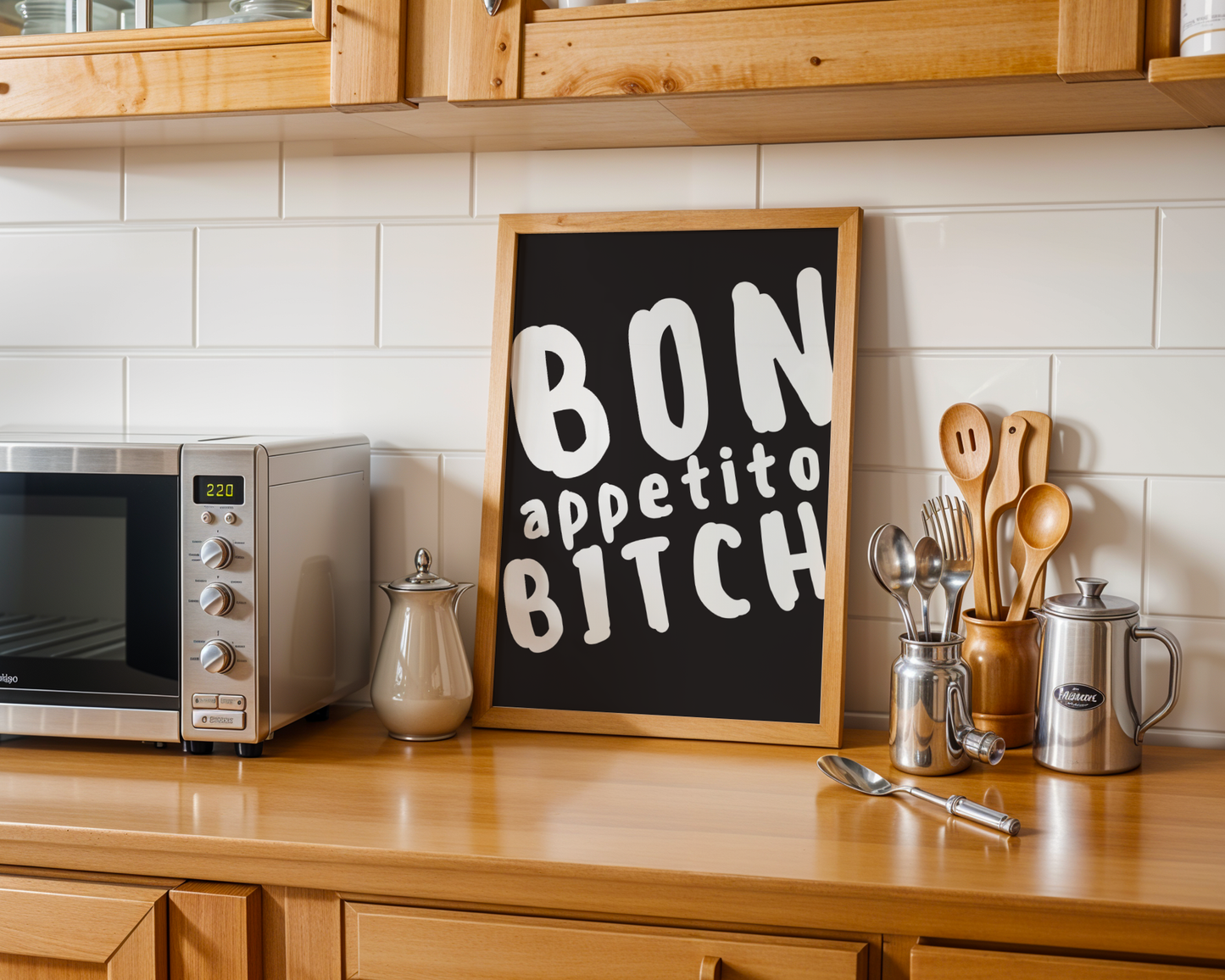 Bon Appetito Bitch Monochrom Schwarz