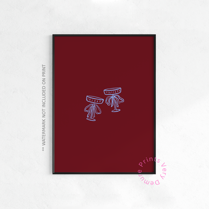Champagne Cheers Bow - Burgundy