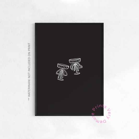 Champagne Cheers Bow - Monochrome